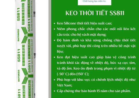 Keo Silicone SS811 – Chống Chịu Thời Tiết Tối Ưu, Độ Co Giãn +/-50% - 2/4