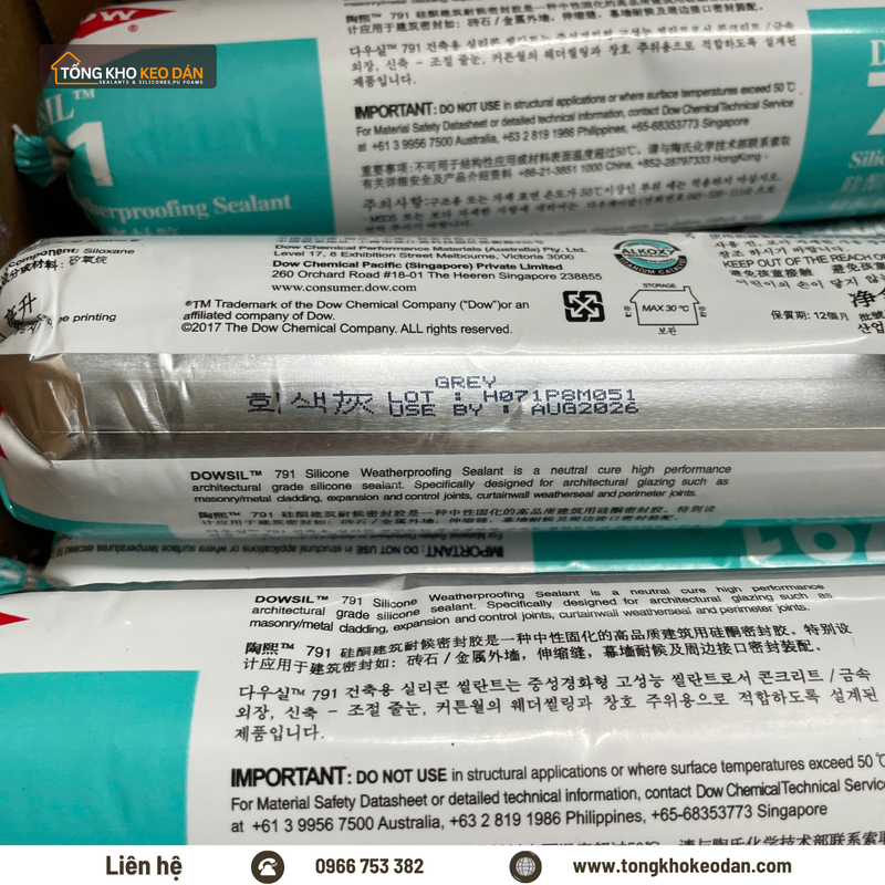 Sỉ lẻ keo silicone Dowsil 791 Màu Xám - Hàng hàng kho Saha - 2/5