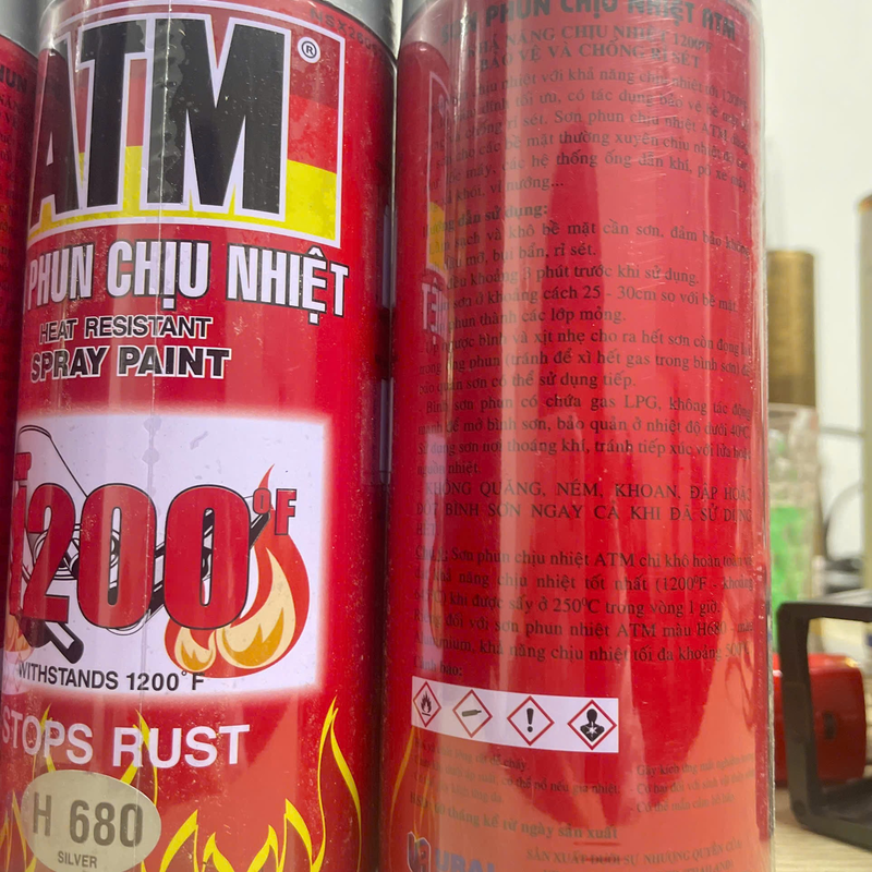 Sơn Xịt Chịu Nhiệt ATM H680 Màu Bạc (Silver) – Bền Màu, Chịu Nhiệt Cao - 3/4
